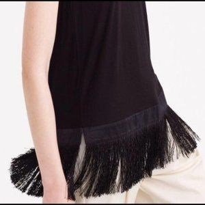 J. Crew Black Tank Top with Fringe Hem